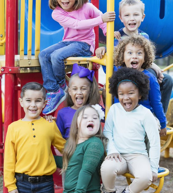 A group of children on a playground.